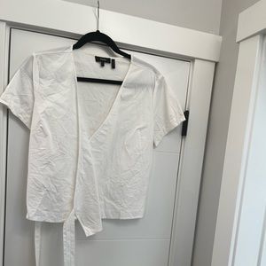 Theory white cotton wrap top.  Size L